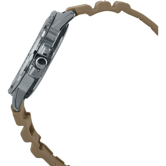 Casio – Montre en bracelet résine beige – Étanche – Argentée cadran noir – MTP-VD300-5B