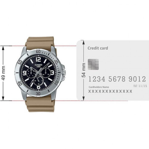 Casio – Montre en bracelet résine beige – Étanche – Argentée cadran noir – MTP-VD300-5B Casio – Montre en bracelet résine beige – Étanche – Argentée cadran noir – MTP-VD300-5B