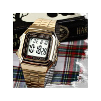 Casio – Digitale Dorée – Autonomie 10 ans sur pile – Bracelet en acier inoxydable doré – A178WGA-1A