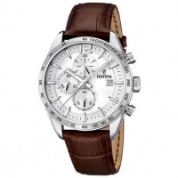 Festina – Chronographe en bracelet cuir marron pour hommes – Avec dateur – Étanche 50 m – F16760/1