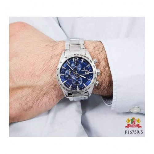 Festina – TIMELESS CHRONOGRAPH pour hommes – Tout en acier inoxydable – Étanche 50 m – F16759/3 Festina – TIMELESS CHRONOGRAPH pour hommes – Tout en acier inoxydable – Étanche 50 m – F16759/3