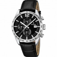 Festina – Pour hommes en bracelet cuir noir – Chronographe – Avec dateur et bracelet cuir noir – F16760/4