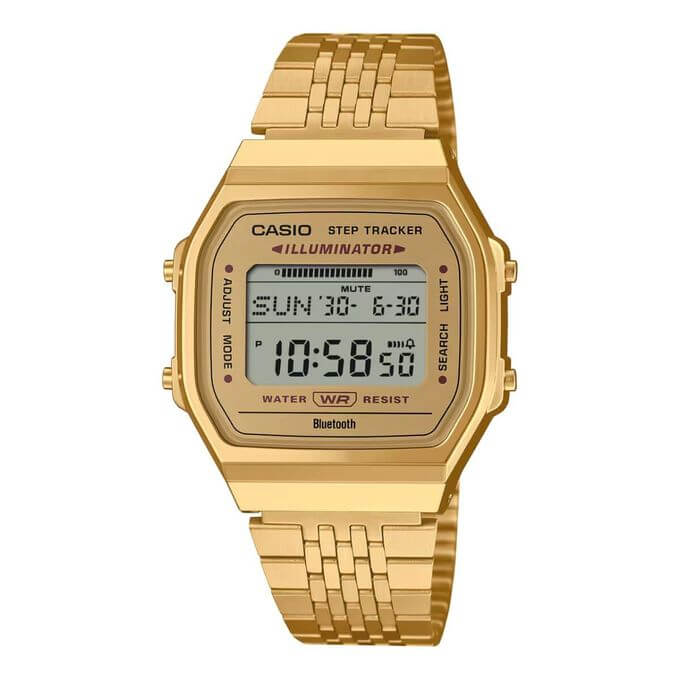 Casio – Dorée avec Bluetooth® pour connecter au smartphone – Vintage Collection – Bracelet inoxydable – ABL-100WEG-9A