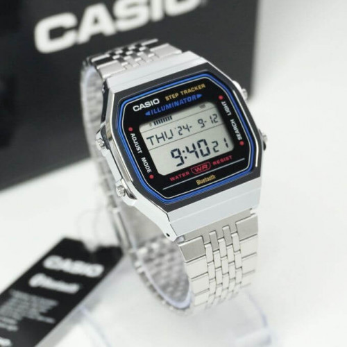 Casio – Vintage collection avec couplage par Bluetooth® avec votre smartphone – Argentée & bracelet en acier inoxydable – ABL-100WE-1A Casio – Vintage collection avec couplage par Bluetooth® avec votre smartphone – Argentée & bracelet en acier inoxydable – ABL-100WE-1A