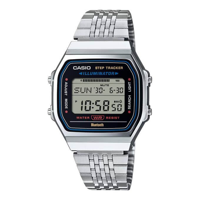 Casio – Vintage collection avec couplage par Bluetooth® avec votre smartphone – Argentée & bracelet en acier inoxydable – ABL-100WE-1A