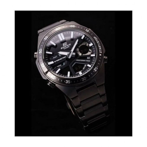 Casio – Montre noire en acier inoxydable – Double montre avec autonomie de 10 ans – Résistant à l’eau à 10 bar – EFV-C110DC-1A Casio – Montre noire en acier inoxydable – Double montre avec autonomie de 10 ans – Résistant à l’eau à 10 bar – EFV-C110DC-1A