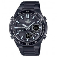 Casio – Montre noire en acier inoxydable – Double montre avec autonomie de 10 ans – Résistant à l’eau à 10 bar – EFV-C110DC-1A