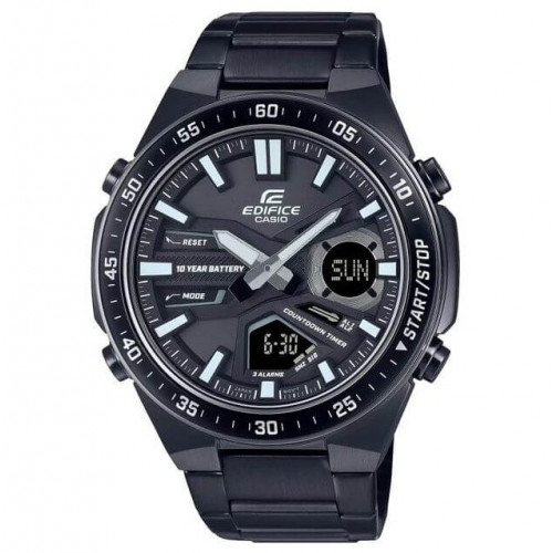 Casio – Montre noire en acier inoxydable – Double montre avec autonomie de 10 ans – Résistant à l’eau à 10 bar – EFV-C110DC-1A Casio – Montre noire en acier inoxydable – Double montre avec autonomie de 10 ans – Résistant à l’eau à 10 bar – EFV-C110DC-1A