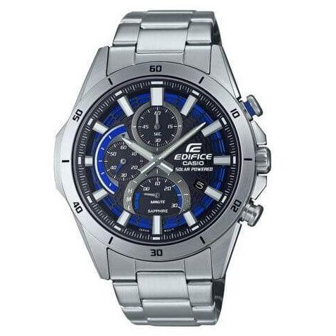 Casio – Chronomètre & extra plate – sportif et solaire – Verre saphir anti-rayures – tout en acier inoxydable – EFS-S610D-1AV