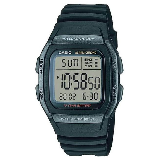 Casio – Montre digitale pour hommes – Bracelet en résine noir – Autonomie pile 10 ans – W-96H-1BV