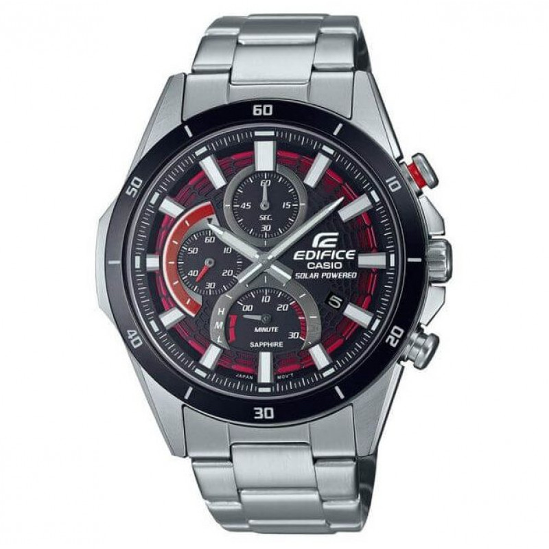 Casio – Ultra-mince, sportif et solaire – Cristal de saphir résistant aux rayures – Tout en acier inoxydable – EFS-S610DB-1AV