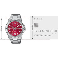 Casio – Fond rouge cramoisi avec dateur pour hommes – Tout en acier inoxydable – MTP-VD01D-4BV