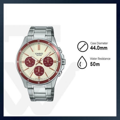 Casio – Montre fond vert-turquoise pour hommes – avec dateur – étanche 50 m – MTP-VD01D-3E1V Casio – Montre fond vert-turquoise pour hommes – avec dateur – étanche 50 m – MTP-VD01D-3E1V