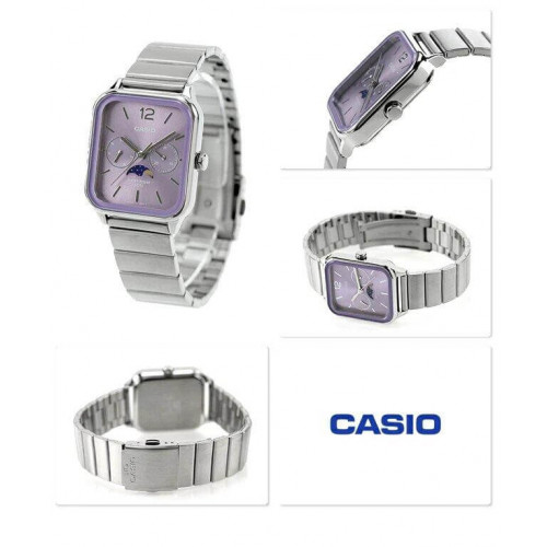Casio – Phase de lune – très belle montre fond mauve – Tout en acier inoxydable – MTP-M305D-6AV Casio – Phase de lune – très belle montre fond mauve – Tout en acier inoxydable – MTP-M305D-6AV