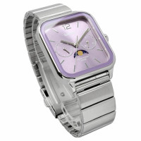 Casio – Phase de lune – très belle montre fond mauve – Tout en acier inoxydable – MTP-M305D-6AV