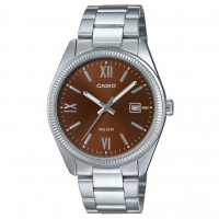 Casio – Montre classique pour hommes – Fond marron avec dateur – Étanche 50 m – MTP-1302DD-5AV