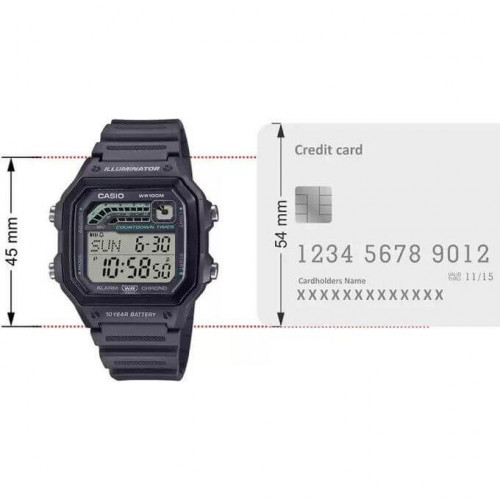 Casio – Autonomie batterie 10 ans – Résistance à l’eau jusqu’à 100 mètres, Chronographe – WS-1600H-8AV Casio – Autonomie batterie 10 ans – Résistance à l’eau jusqu’à 100 mètres, Chronographe – WS-1600H-8AV