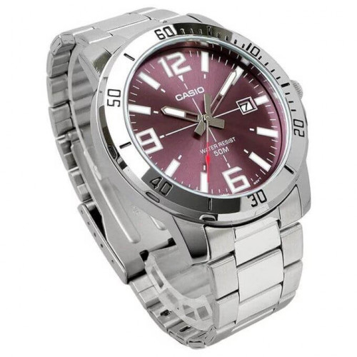 Casio – Argenté cadran mauve – Avec dateur & étanche 50 m – Tout en acier inoxydable – MTP-VD01D-6BVUDF Casio – Argenté cadran mauve – Avec dateur & étanche 50 m – Tout en acier inoxydable – MTP-VD01D-6BVUDF