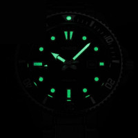 Casio – Étanche 200 m – Sous-marine cadran noir & lunette rotative bleu/grenat – Dateur & tout en acier inoxydable – MDV-107D-1A3V