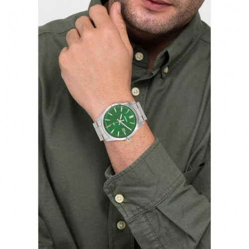 Casio – Argenté fond vert avec dateur – Bracelet en acier inoxydable – MTP-VD03D-3A1UDF Casio – Argenté fond vert avec dateur – Bracelet en acier inoxydable – MTP-VD03D-3A1UDF