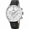 Festina – Chronographe pour hommes en fond blanc et bracelet cuir noir – Étanche 50 m – F20542/1