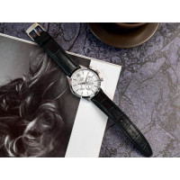 Festina – Chronographe pour hommes en fond blanc et bracelet cuir noir – Étanche 50 m – F20542/1