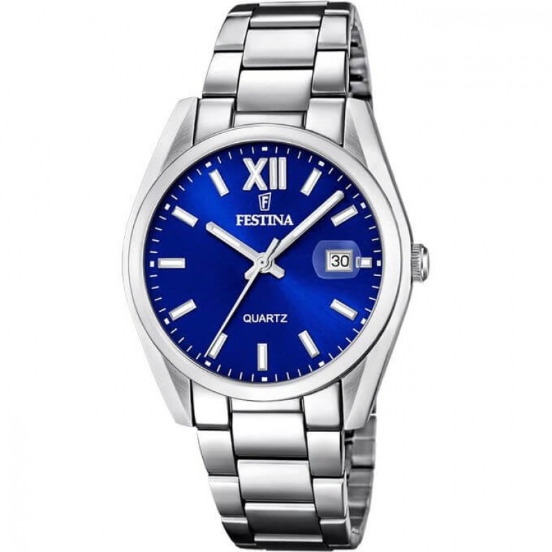 Festina – Montre pour homme cadran bleu – Verre minéral doté d’une loupe sur dateur – Étanchéité 50 m – F20683/4