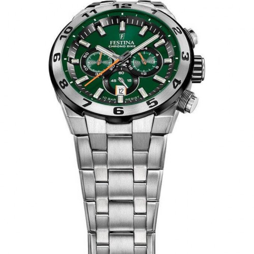 Festina – CHRONO BIKE Collection, Cadran vert avec chronographe – Tout en acier inoxydable – F20670/2 Festina – CHRONO BIKE Collection, Cadran vert avec chronographe – Tout en acier inoxydable – F20670/2