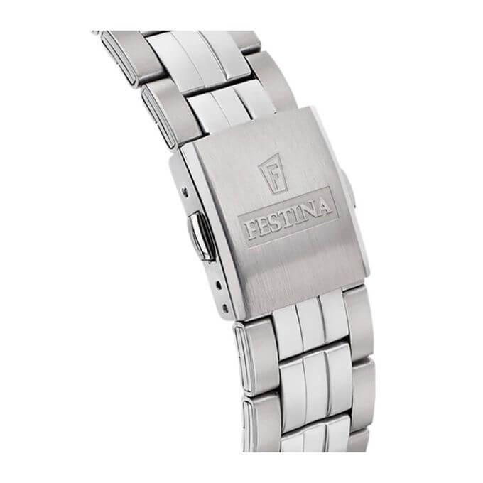 Festina – Classique & élégante, Cadran noir avec dateur en petites secondes, Tout en acier inox – F16822/4