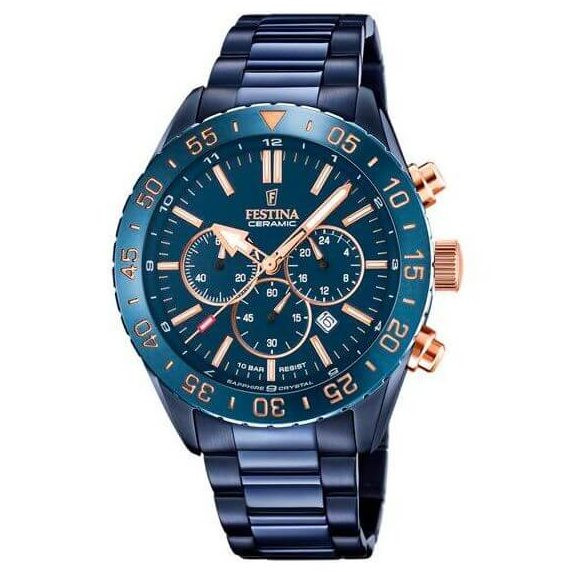Festina – La douceur à votre poignet, Boîtier bleu en céramique – Étanche 100 m – F20576/1