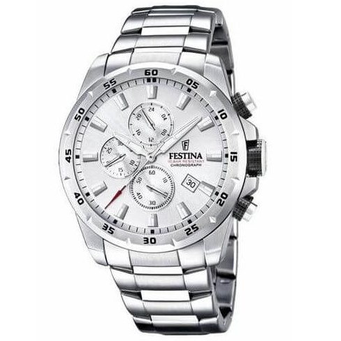 Festina – TIMELESS CHRONOGRAPH – Diamètre boîtier 45,05 mm – WR 100 m, Tout en acier inoxydable – F20463/1