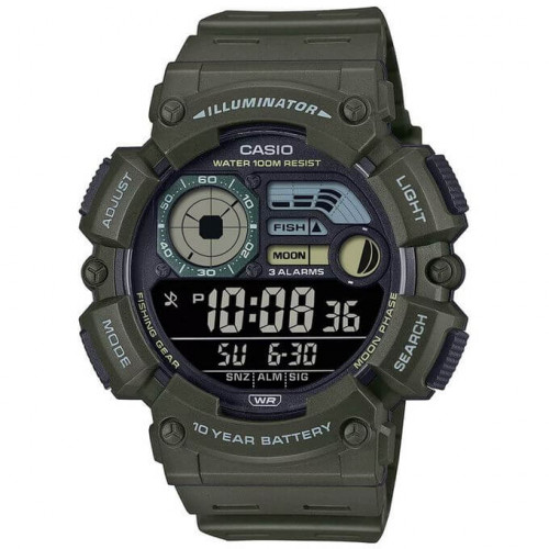 Casio – Montre numérique verte multifonction au design généreux et facile, Étanche 100 m – WS-1500H-3BV Casio – Montre numérique verte multifonction au design généreux et facile, Étanche 100 m – WS-1500H-3BV