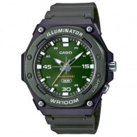 Casio – Cadran vert, Montre étanche 10 BAR avec bouton LED Light, Bracelet résine vert – MW-620H-3AV