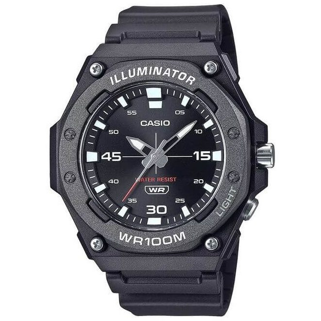Casio – Sport avec Bouton de lumière – W.R 100 mètres, Cadran noir – Bracelet en résine – MW-620H-1AV