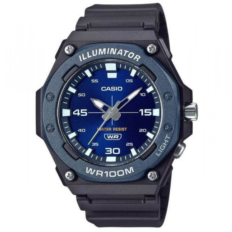 Casio – Montre sport pour hommes, Cadran bleu avec bouton de lumière – Bracelet en résine – MW-620H-2AV