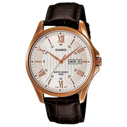 Casio – Bronze cadran blanc – Bracelet cuir marron – Avec dateur – MTP-1384L-7AVDF Casio – Bronze cadran blanc – Bracelet cuir marron – Avec dateur – MTP-1384L-7AVDF