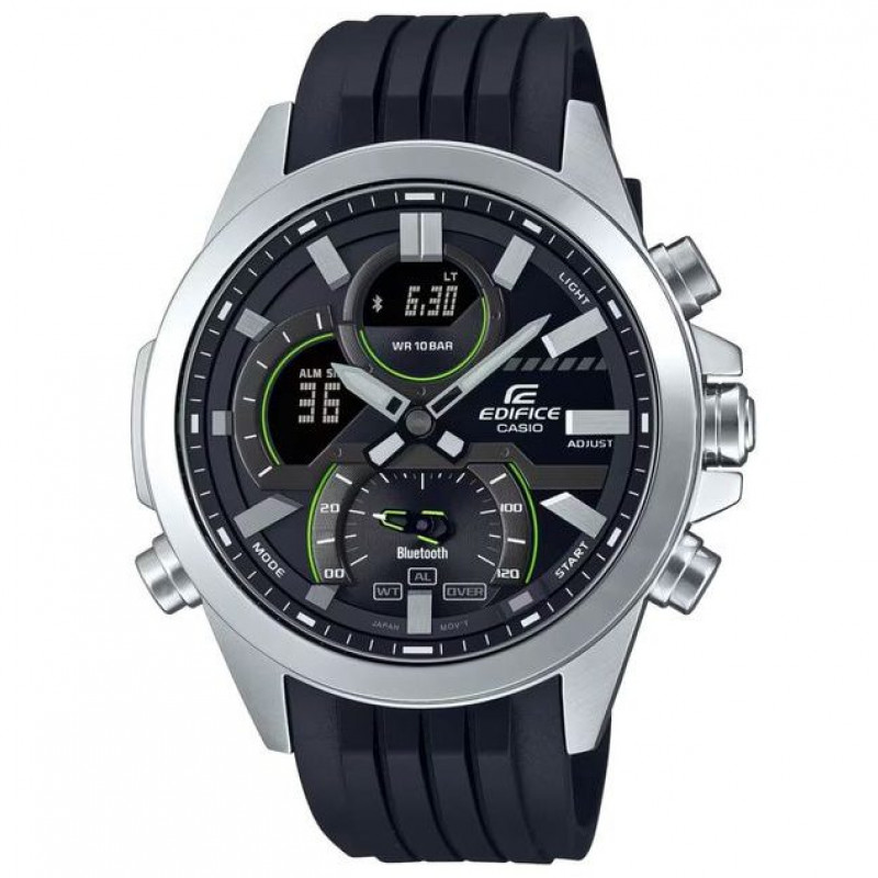 Casio – Bracelet en résine noir – synchronisation par Bluetooth® – Chronographe – ECB-30P-1A