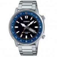 Casio – Montre sportive et élégante avec un anneau de compas rotatif, en acier, WR 50 m – MTD-130D-1A2V