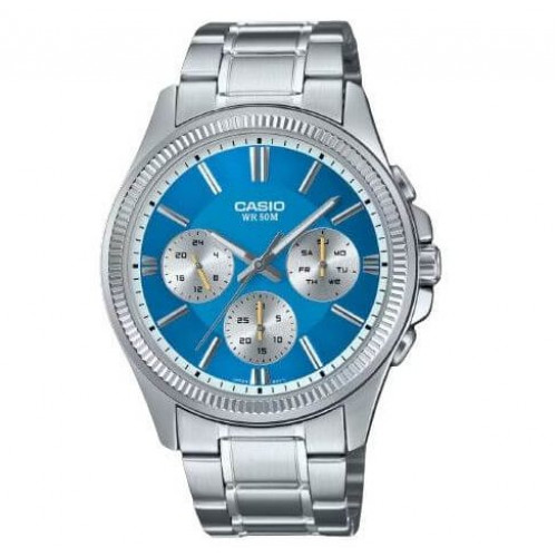 Casio – Montre pour homme, cadran turquoise avec date. Acier inoxydable – MTP-1375D-2A2V Casio – Montre pour homme, cadran turquoise avec date. Acier inoxydable – MTP-1375D-2A2V