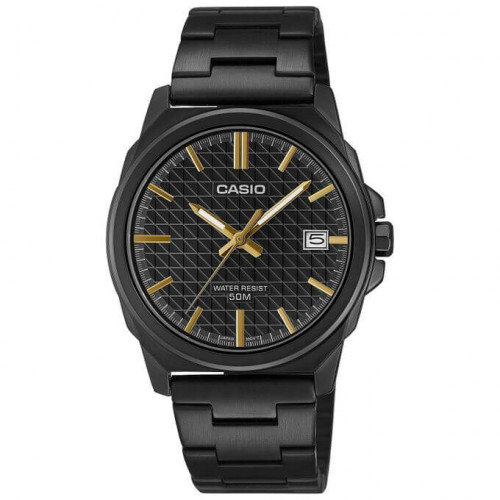 Casio – Cadran noir avec index doré – Affichage date sur 3h – Étanche 50 m – MTP-E720B-1AV Casio – Cadran noir avec index doré – Affichage date sur 3h – Étanche 50 m – MTP-E720B-1AV