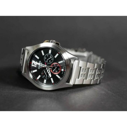 Casio – Cadran 40 mm en fond noir et avec dateur – Tout en acier inoxydable – MTP-E350D-1BV Casio – Cadran 40 mm en fond noir et avec dateur – Tout en acier inoxydable – MTP-E350D-1BV