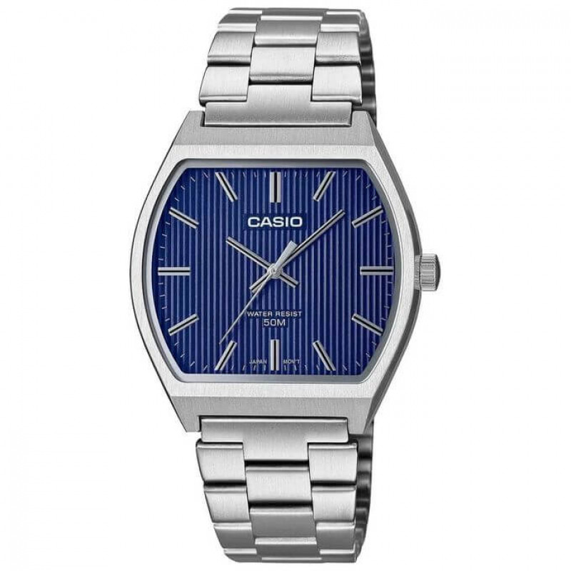Casio – Blue dial in bold square version – Fully stainless steel – MTP-B140D-2AV