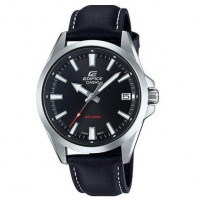 Casio – Edifice classique pour hommes – Étanche 100 m avec dateur sur 3h – Bracelet cuir noir – EFV-100L-1AV