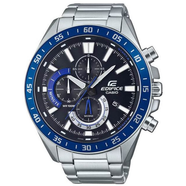 Casio – Fond noir/bleu – Grand cadran – Chronographe – Étanche à 10 bar – EFV-620D-1A2V