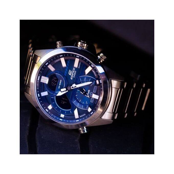 Casio – Cadran bleu, Synchronisation facile avec votre smartphone par Bluetooth® – Chronographe – ECB-30D-2A