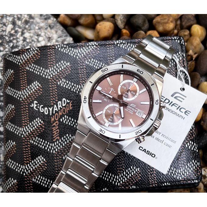 Casio – Cadran marron – Chronographe pour homme – Tout en acier inoxydable – EFV-640D-5AV