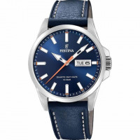 Festina – Montre pour homme en bracelet cuir bleu et fond bleu avec dateur – F20358/3