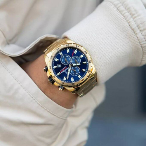 Festina – Cadran bleu foncé – Chronographe – Tout en acier plaqué or – Avec dateur – F20541/2 Festina – Cadran bleu foncé – Chronographe – Tout en acier plaqué or – Avec dateur – F20541/2