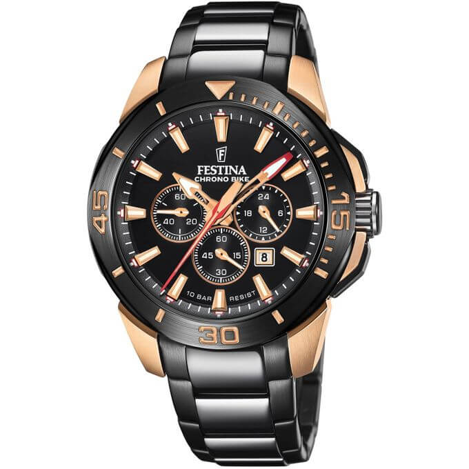 Festina – SPÉCIAL ÉDITIONS – Noir en acier noir et livrée avec deuxième bracelet en résine – F20645/1