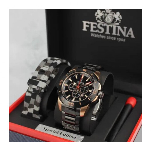 Festina – SPÉCIAL ÉDITIONS – Noir en acier noir et livrée avec deuxième bracelet en résine – F20645/1 Festina – SPÉCIAL ÉDITIONS – Noir en acier noir et livrée avec deuxième bracelet en résine – F20645/1